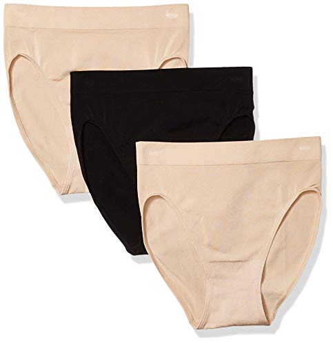 Wacoal Damen B Smooth Hi Cut Brief Panty 3 Pack Slip, Sand, Sand, Schwarz, Medium von Wacoal