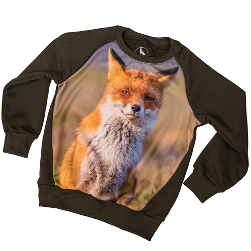Wadera Cotton Pullover Kinder – Sweatshirt Jungen und Mädchen – Sicher Und Bequem Für Kinder – Kinderpullover Für Jungs – Kinderpullover 122/128 Grün mit Fuchs von Wadera