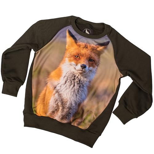 Wadera Cotton Pullover Kinder – Sweatshirt Jungen und Mädchen – Sicher Und Bequem Für Kinder – Kinderpullover Für Jungs – Kinderpullover 134/140 Grün mit Fuchs von Wadera