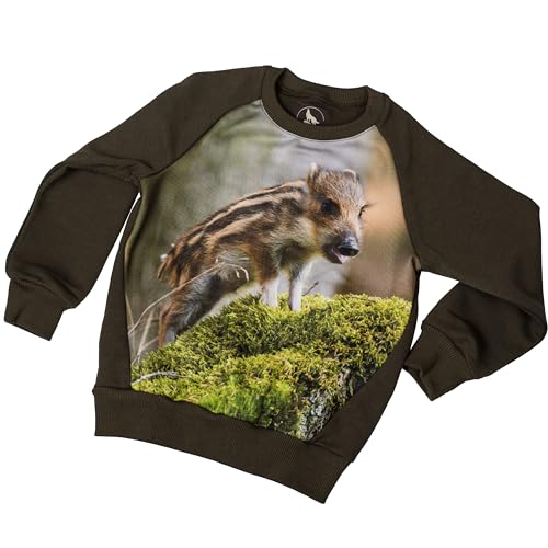 Wadera Cotton Pullover Kinder – Sweatshirt Jungen und Mädchen – Sicher Und Bequem Für Kinder – Kinderpullover Für Jungs – Kinderpullover 146/152 Grün mit Ferkel von Wadera