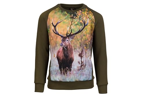 Wadera Cotton Pullover Kinder – Sweatshirt Jungen und Mädchen – Sicher Und Bequem Für Kinder – Kinderpullover Für Jungs – Kinderpullover 86/92 Grün mit Hirsch von Wadera