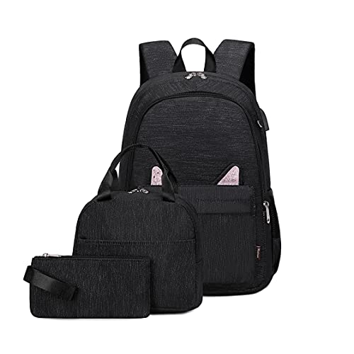 Wadirum Süßes Rucksack-Set für Mädchen I Modernes Schulrucksack-Set Schwarz von Wadirum