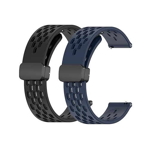 Waekethy Armband für Garmin Venu/Venu sq/Venu sq2/Venu 2 plus, Uhrenarmband 20mm Silikon Faltschließe Ersatzarmband Kompatibel mit Vivoactive 3/Forerunner 245/Forerunner 55 von Waekethy