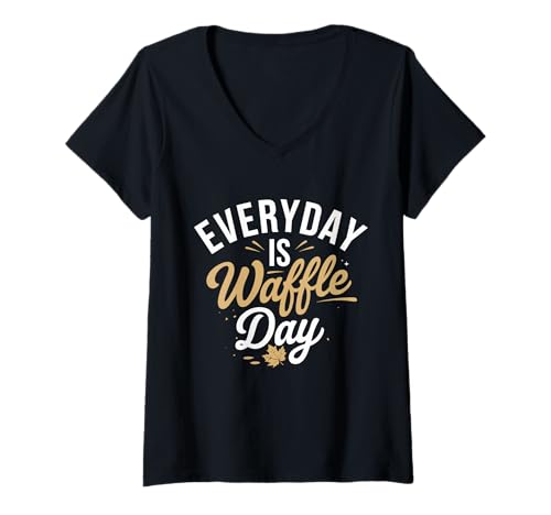 Damen Everyday is Waffle Day Fun Grafik T-Shirt mit V-Ausschnitt Damen Everyday is Waffle Day Fun Grafik T-Shirt mit V-Ausschnitt von Waffle Enthusiasts Breakfast Lovers