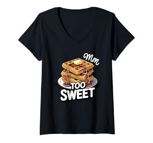 Damen Süße Waffeln mit Sirup Butter Frühstück Foodie T-Shirt mit V-Ausschnitt Damen Süße Waffeln mit Sirup Butter Frühstück Foodie T-Shirt mit V-Ausschnitt von Waffle Lover Breakfast Brunch Syrup Stack Humor