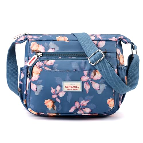 Wafybsre Umhängetasche mit Blumenmuster für Damen, mehrere Taschen, Schultertasche, Reisehandtasche, Kuriertasche, blaue blumen, Casual Wafybsre Umhängetasche mit Blumenmuster für Damen, mehrere Taschen, Schultertasche, Reisehandtasche, Kuriertasche, blaue blumen, Casual von Wafybsre
