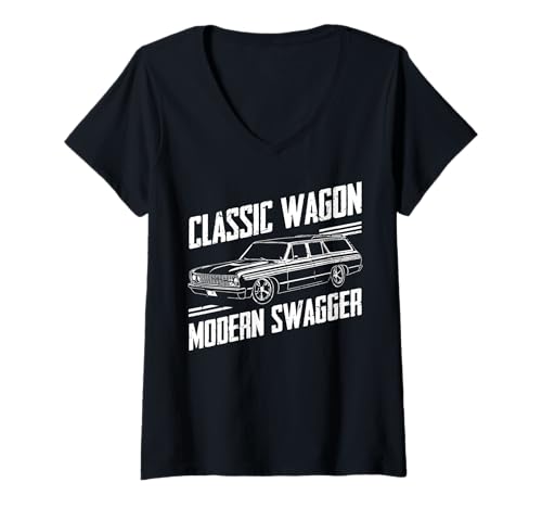 Damen Klassischer Kombi Moderner Swagger Wagon T-Shirt mit V-Ausschnitt Damen Klassischer Kombi Moderner Swagger Wagon T-Shirt mit V-Ausschnitt von Wagon Accessories