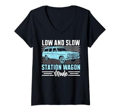Damen Niedriger und langsamer Kombi Modus Wagon T-Shirt mit V-Ausschnitt Damen Niedriger und langsamer Kombi Modus Wagon T-Shirt mit V-Ausschnitt von Wagon Accessories