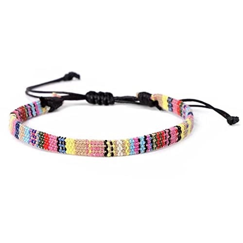 Wagoodter Verstellbares gewebtes Stretch-Armband Unisex geflochtenes Fußkettchen Armband Strand buntes dünnes Seil von Wagoodter