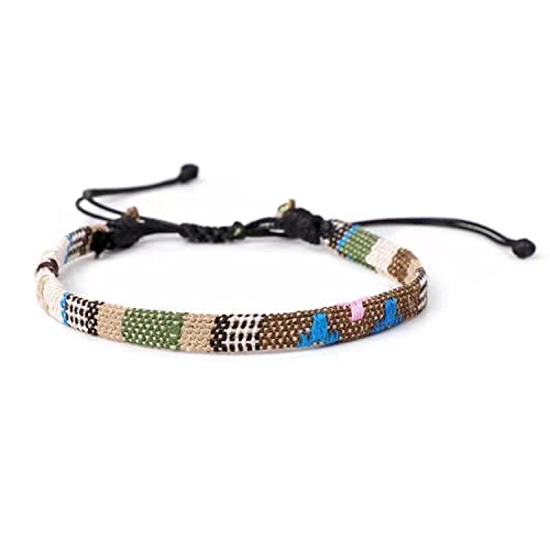 Wagoodter Verstellbares gewebtes Stretch-Armband Unisex geflochtenes Fußkettchen Armband Strand buntes dünnes Seil (Grau) von Wagoodter