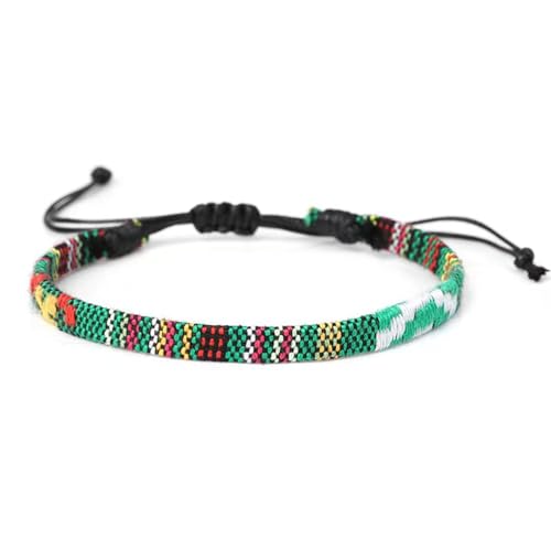 Wagoodter Verstellbares gewebtes Stretch-Armband Unisex geflochtenes Fußkettchen Armband Strand buntes dünnes Seil (Grüner) von Wagoodter