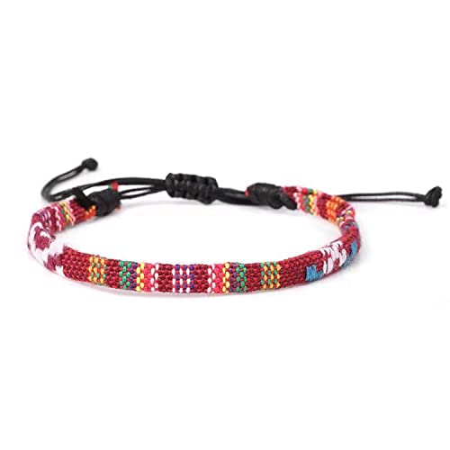 Wagoodter Verstellbares gewebtes Stretch-Armband Unisex geflochtenes Fußkettchen Armband Strand buntes dünnes Seil von Wagoodter