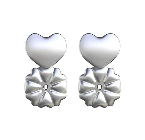Wahaco Ohrringheber Rücken Herzförmiges hypoallergenes Sterlingsilber Hypoallergene verstellbare sichere Aufzüge Ohrringschmuck (1 Paar) von Wahaco