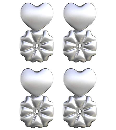 Wahaco Ohrringheber Rücken Herzförmiges hypoallergenes Sterlingsilber Hypoallergene verstellbare sichere Aufzüge Ohrringschmuck (2 Paar) von Wahaco
