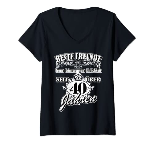Damen Beste Freunde Spruch-Motiv seit 40 Jahren Freundschaft T-Shirt mit V-Ausschnitt Damen Beste Freunde Spruch-Motiv seit 40 Jahren Freundschaft T-Shirt mit V-Ausschnitt von Wahre Freundschaft seit 40 Jahren Partner