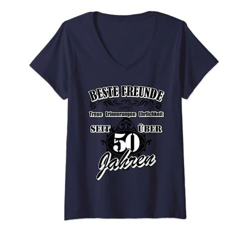 Damen Beste Freunde Spruch-Motiv seit 50 Jahren Freundschaft T-Shirt mit V-Ausschnitt Damen Beste Freunde Spruch-Motiv seit 50 Jahren Freundschaft T-Shirt mit V-Ausschnitt von Wahre Freundschaft seit 50 Jahren Partner