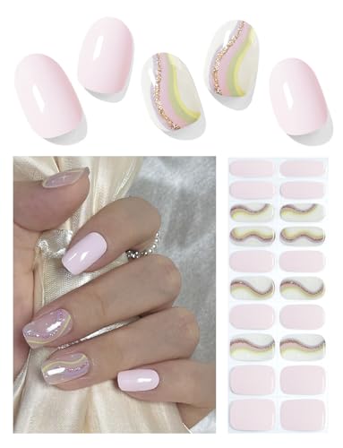 Wahrshei UV Gel Strips | 20 pcs Rosa Strips UV Nagelfolie Selbstklebend | Nagel Sticker Gellack Wraps von Wahrshei