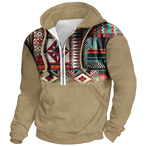 Hoodie Herren Camouflage Weinlese Hoodie Retro Trendy Tie Up Pullover Sweatshirt Longsleeve Herren,3D-Druck, Ethnischer Stil Langarm Herbst Winter Funktionsshirt von Wahuan