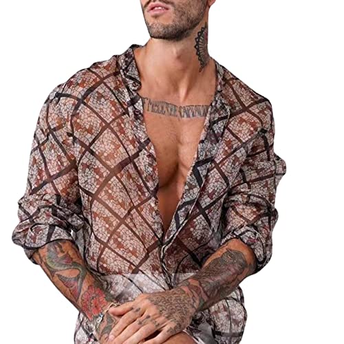 Netzhemd mit halbem Arm Herren Muskel Transparent T-Shirt Kurzarm Shirts Herren Netzhemd Netz Hemd Rundkragen Kurzarmshirt mit Fischnetz Herren Transparent Unterhemd Durchsichtig Herrenhemd (A, XL) von Wahuan