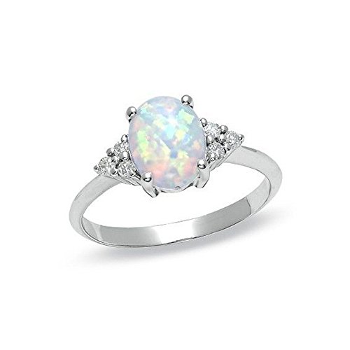 Opal Weißer Ringschmuck für die Mode Opal Stone Ring Handschmuck Runde Ringe Damen Ringe Silber 50 (Silver, SL10) von Wahuan