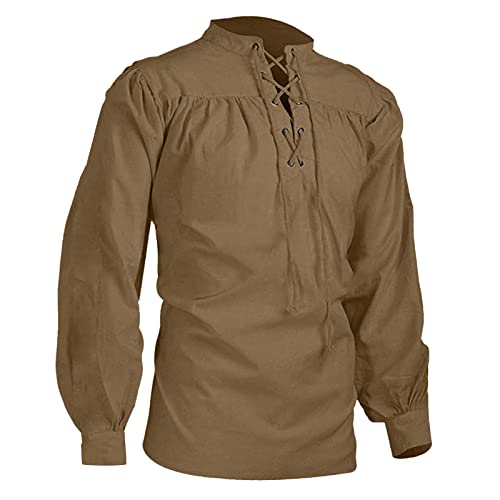Wahuan Herren Retro Schnürung Mittelalter Hemd Wikinger Baumwolle Schnürhemd Leinenhemd Sommerhemd Kostüm Hippie Matching Shirts Oberteil Cosplay Tops Wahuan Herren Retro Schnürung Mittelalter Hemd Wikinger Baumwolle Schnürhemd Leinenhemd Sommerhemd Kostüm Hippie Matching Shirts Oberteil Cosplay Tops von Wahuan