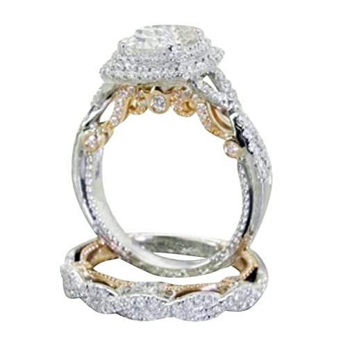 Wahuan Vergoldeter quadratischer -Prinzessin-Ring Gold-Verlobungsring Neueste Ehering-Designs Ringe Tür (Silver, 10) von Wahuan