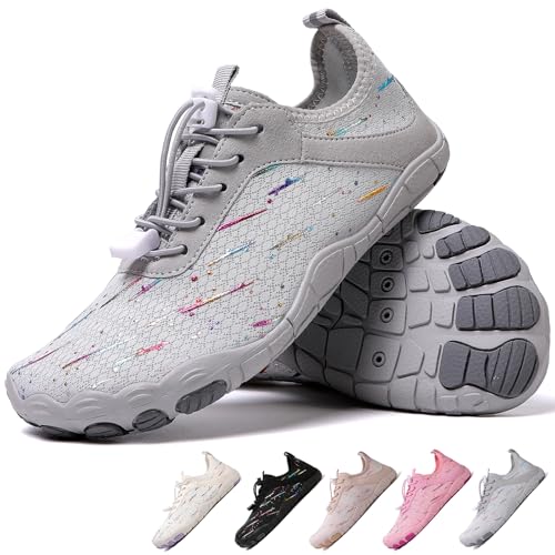 Barfußschuhe Damen,Traillaufschuhe Wanderschuhe Herren Aquaschuhe Strandschuhe Schnell Trocknend Badeschuhe, Weich Leicht Traillaufschuhe Fitnessschuhe mit rutschfest Sohle & Breiter Zehenbox von WaiWaiGo