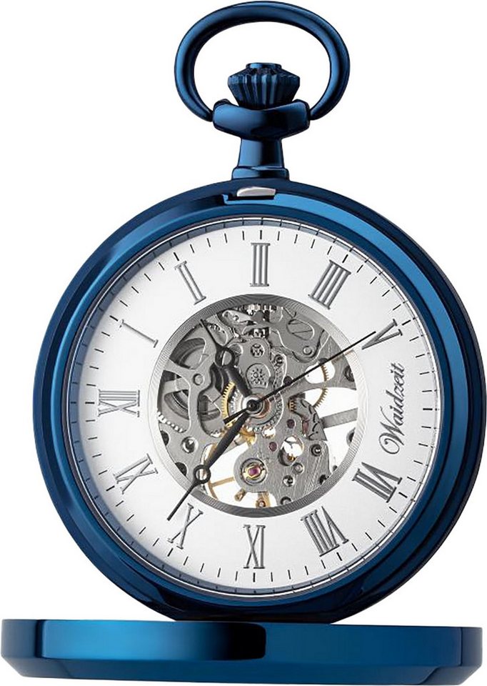 Waidzeit Austria Taschenuhr Waidzeit Herren Taschenuhr Edelstahl blau, (Analoguhr, Analoguhr), Herren Taschenuhr rund, extra groß (ca. 50mm), Edelstahl, Casual von Waidzeit Austria