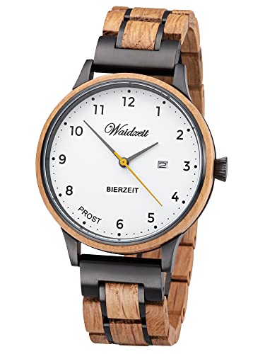 Waidzeit BZ01 Bierzeit Uhr Herrenuhr Holz Edelstahl 3 bar Analog braun von Waidzeit