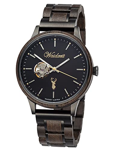 Waidzeit EA01W Mystic Black Automatik Uhr Herrenuhr Holz Edelstahl Analog braun von Waidzeit