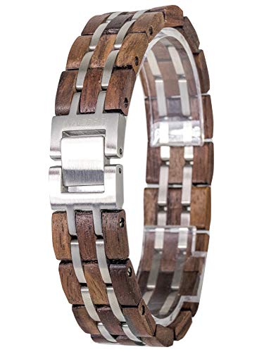 Waidzeit EL_W01 Herren Armband Walnuss Holz Silber braun 21,5 cm Waidzeit EL_W01 Herren Armband Walnuss Holz Silber braun 21,5 cm von Waidzeit