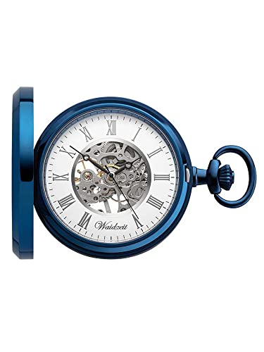 Waidzeit FF01 Skelett Taschenuhr Franz Ferdinand Uhr Herrenuhr Analog Weiss von Waidzeit