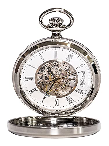 Waidzeit FJ01 (TS01) Taschenuhr mit Kette Mechanisch Herren Uhr Edelstahl Analog weiß von Waidzeit