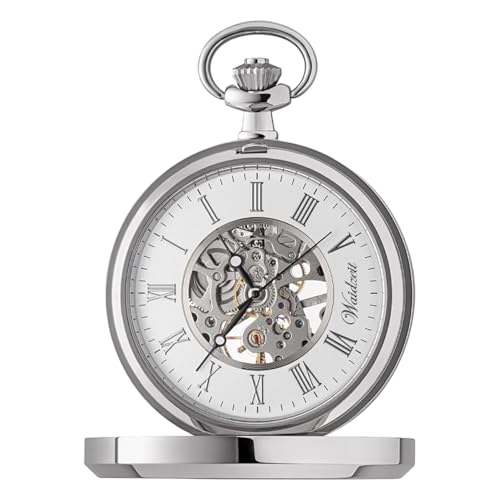 Waidzeit Herren Taschenuhr Edelstahl Silber mit Uhrenkette UWAFJ01 Analoguhr von Waidzeit