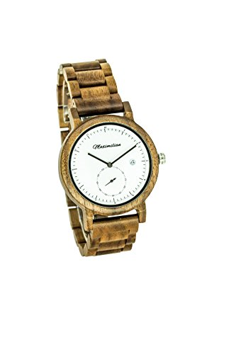 Waidzeit Holz Armbanduhr aus Walnussholz mit Kleiner Sekunde und Datumsanzeige, Holzarmband und schwarz/goldenes Ziffernblatt, Herren/Unisexmodell, Waidzeit Holz Armbanduhr aus Walnussholz mit Kleiner Sekunde und Datumsanzeige, Holzarmband und schwarz/goldenes Ziffernblatt, Herren/Unisexmodell, von Waidzeit