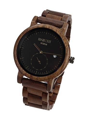 Waidzeit XS01 Maximilian schwarz Uhr Herrenuhr Holz Analog Datum Braun von Waidzeit