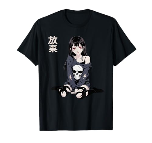 Ästhetik Gothic Anime Horror Mädchen Waifu Japanisch T-Shirt Ästhetik Gothic Anime Horror Mädchen Waifu Japanisch T-Shirt von Waifu Fille Horreur Effrayante Goth Japon