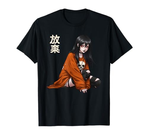 Anime Horror Mädchen Creepy Goth Waifu Japanische Kultur T-Shirt von Waifu Fille Horreur Effrayante Goth Japon