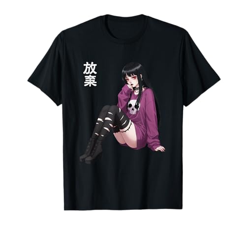 Anime Horror Mädchen Creepy Goth Waifu Japanische Kultur T-Shirt von Waifu Fille Horreur Effrayante Goth Japon