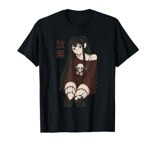 Mädchen Anime Horror Gothic Ästhetik Japanisch Waifu T-Shirt von Waifu Fille Horreur Effrayante Goth Japon