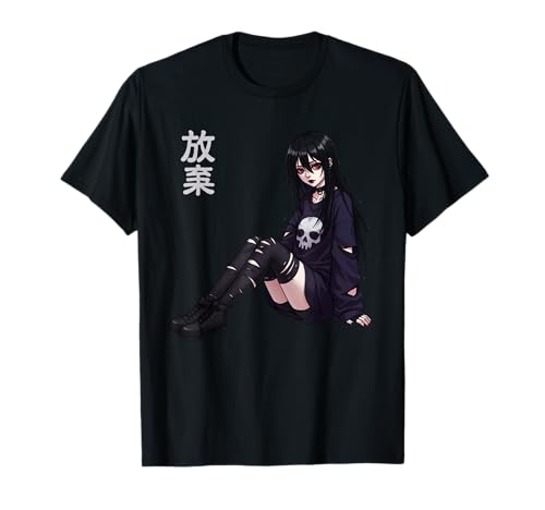 Mädchen Anime Horror Gothic Ästhetik Japanisch Waifu T-Shirt Mädchen Anime Horror Gothic Ästhetik Japanisch Waifu T-Shirt von Waifu Fille Horreur Effrayante Goth Japon