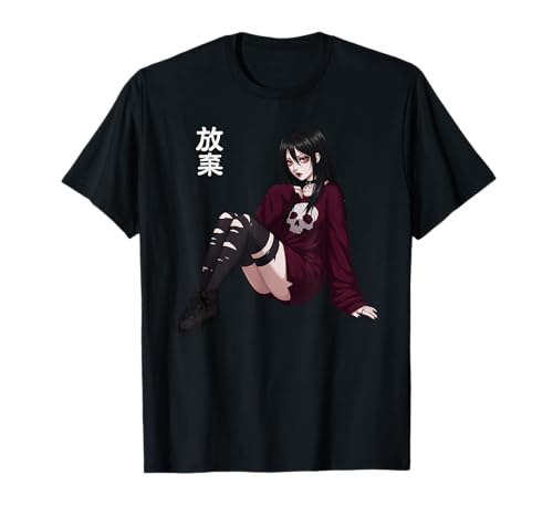 Mädchen Horror Anime Ästhetik Japanisch Waifu Gothic T-Shirt von Waifu Fille Horreur Effrayante Goth Japon