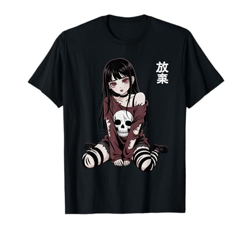 Mädchen Horror Anime Ästhetik Japanisch Waifu Gothic T-Shirt von Waifu Fille Horreur Effrayante Goth Japon