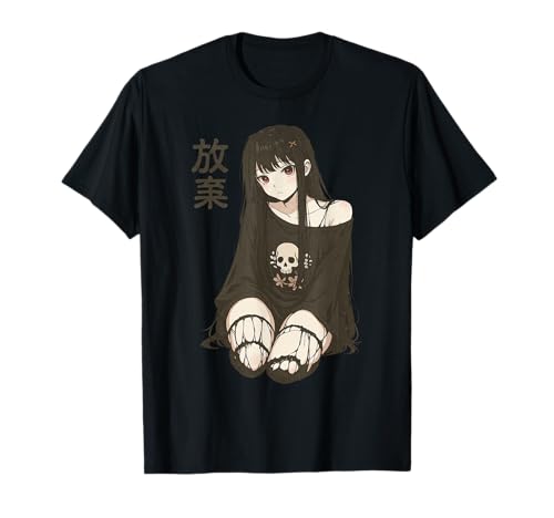 Mädchen Horror Anime Ästhetik Japanisch Waifu Gothic T-Shirt von Waifu Fille Horreur Effrayante Goth Japon