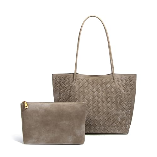 Waiyqju Luxuriöse handgefertigte gewebte Tragetasche für Damen, Strandtaschen-Set, elegant, altersreduzierend, Reisetaschen-Set, Mattiertes Material Nr. 17, Taupe, Large Waiyqju Luxuriöse handgefertigte gewebte Tragetasche für Damen, Strandtaschen-Set, elegant, altersreduzierend, Reisetaschen-Set, Mattiertes Material Nr. 17, Taupe, Large von Waiyqju