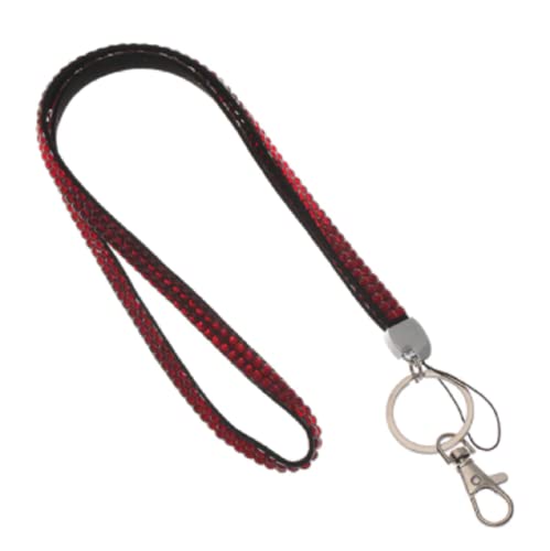 Waizmann.IDeaS 1x ROT Schlüsselband Umhängeband Lanyard 10mm Karabinerhaken Ausweise Autoschlüssel Zugangskarten Strass Steine Bling Rhinestone von Waizmann.IDeaS