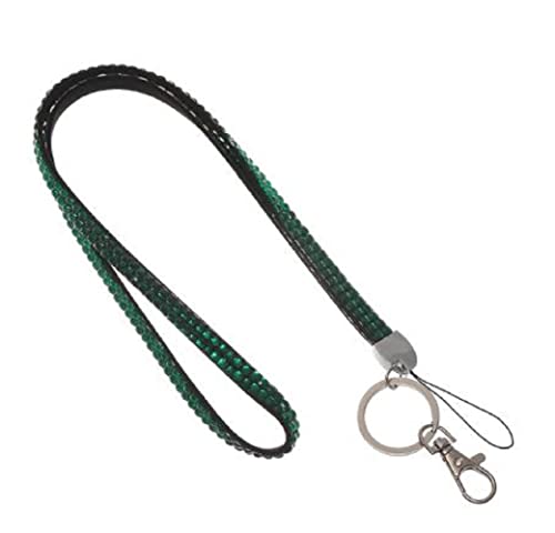 Waizmann.IDeaS 1x GRÜN Schlüsselband Umhängeband Lanyard 10mm Karabinerhaken Ausweise Autoschlüssel Zugangskarten Strass Steine Bling Rhinestone von Waizmann.IDeaS