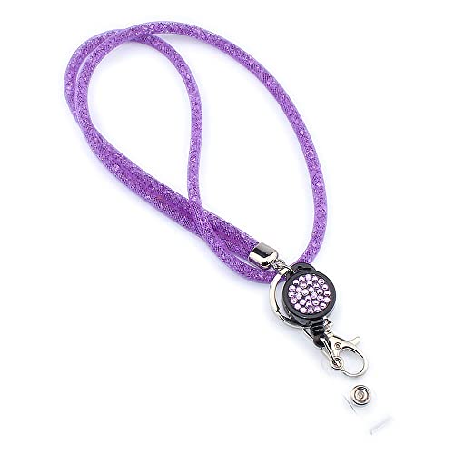 Waizmann.IDeaS 1x LILA Schlüsselband Umhängeband Lanyard & Ausweisjojo Zipper & Karabinerhaken Ausweise Autoschlüssel Zugangskarten Bling Kristalle von Waizmann.IDeaS