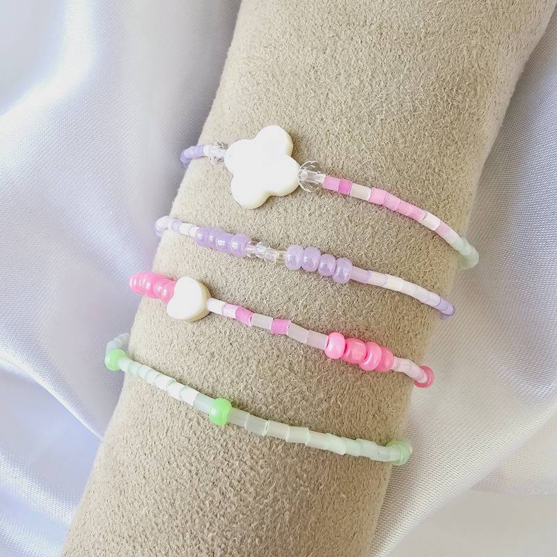 Armbandset Pastell 4Er-Set Armbänder, Stapelarmbänder, Cotton Candy Miyuki Perlen, Perlmutt Armband, Geschenk Für Freundin, Handmade von WakaiGirl
