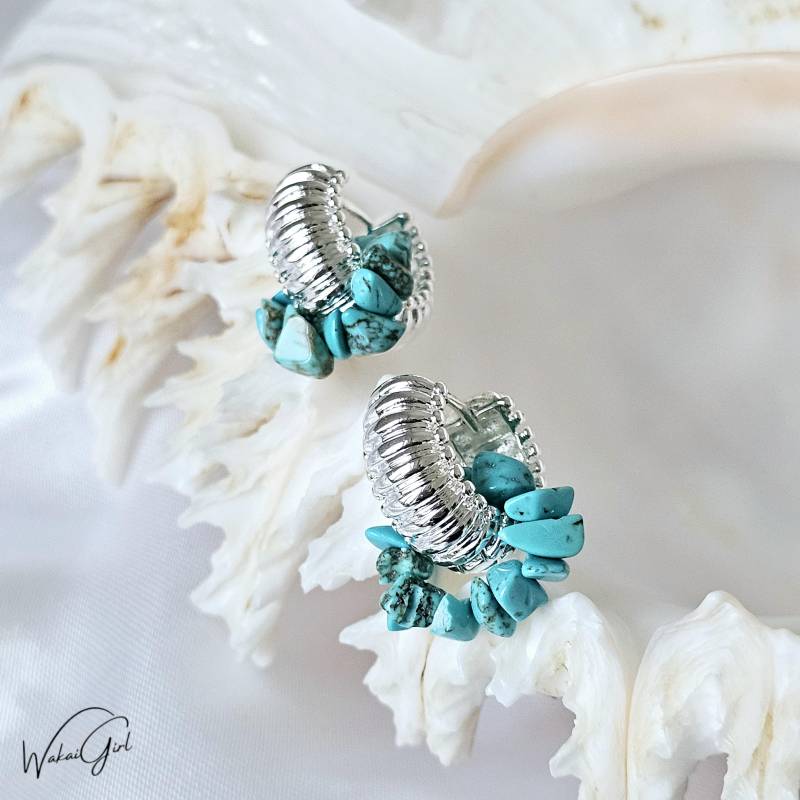 Creolen Mit Edelsteinen Huggies Silber Naturstein Donut Boheme Designer Ohrringe Handmade Boho Schmuck Geschenk Für Frau von WakaiGirl